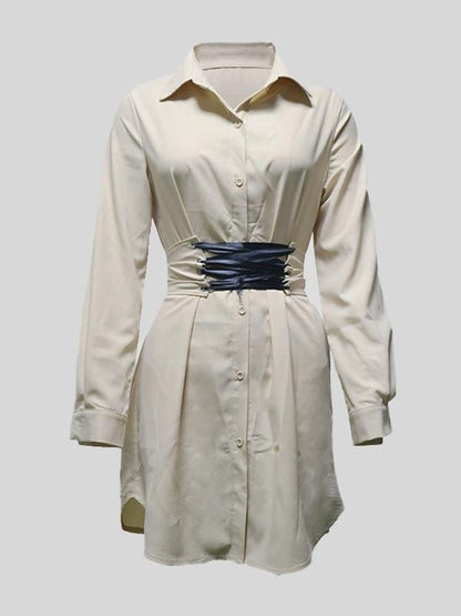 Elegant Lapel Solid Color Dress - LuckyFash™