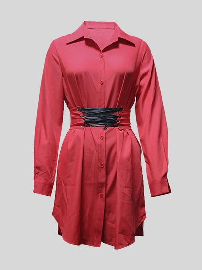 Elegant Lapel Solid Color Dress - LuckyFash™