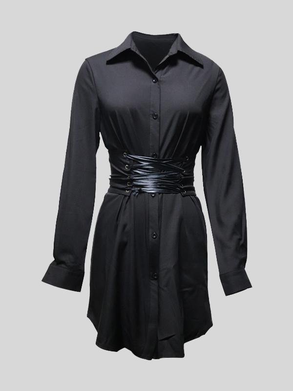 Elegant Lapel Solid Color Dress - LuckyFash™