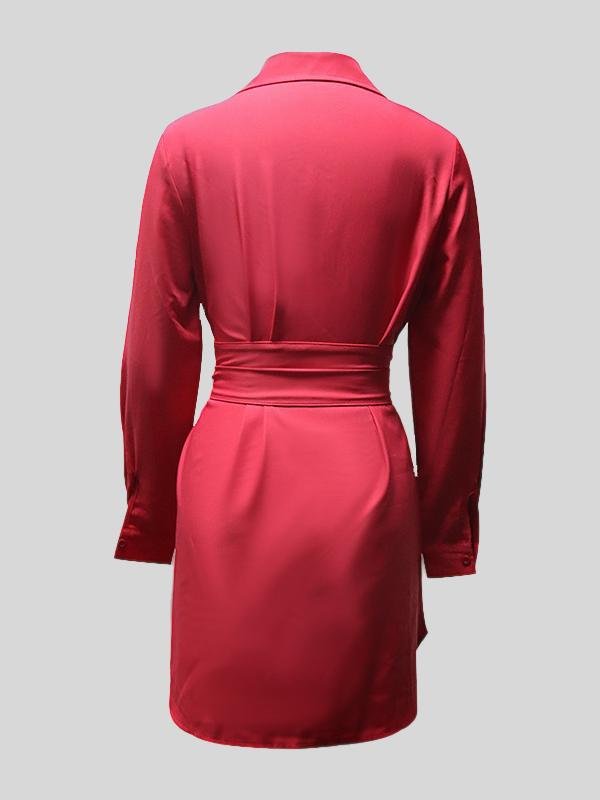 Elegant Lapel Solid Color Dress - LuckyFash™