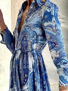 Elegant Long Sleeve V Neck Lapel Dress - LuckyFash™