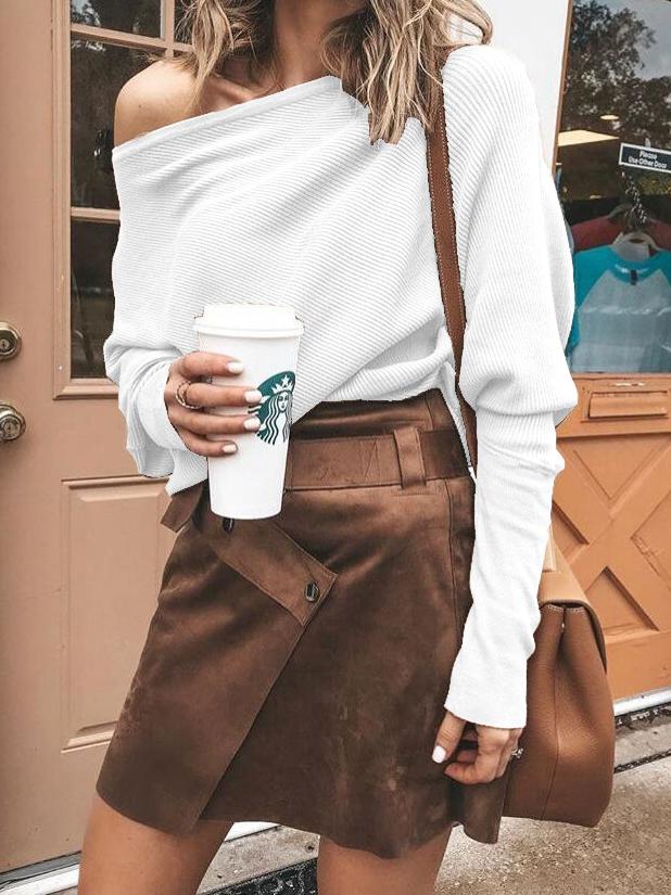 Elegant One-shoulder Bat Sleeve T-shirt - LuckyFash™