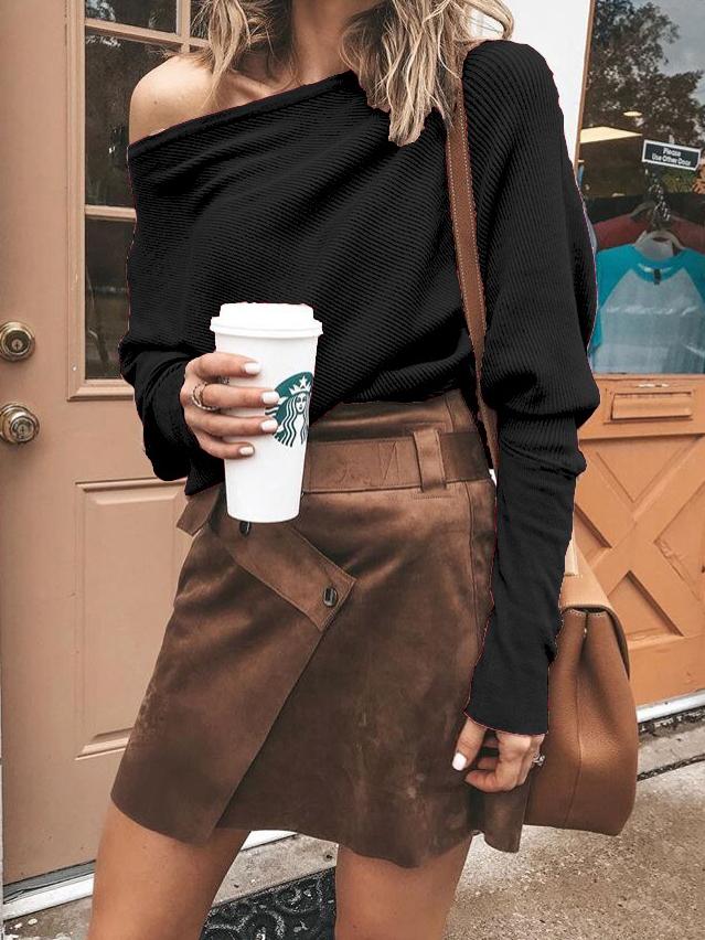 Elegant One-shoulder Bat Sleeve T-shirt - LuckyFash™