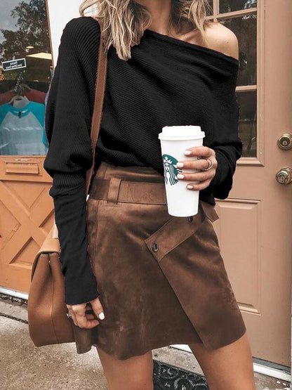 Elegant One-shoulder Bat Sleeve T-shirt - LuckyFash™