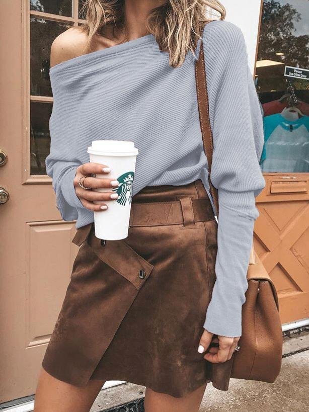 Elegant One-shoulder Bat Sleeve T-shirt - LuckyFash™