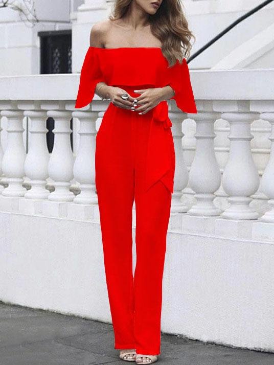 Elegant One-word Neck Off Shoulder Jumpsuit - LuckyFash™