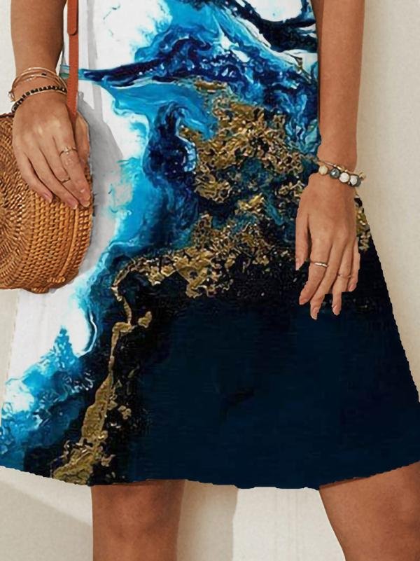 Elegant Short Sleeve Print Mini Dress - LuckyFash™