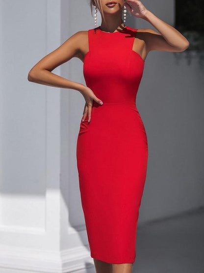 Elegant Sleeveless High-waisted Bodycon Dress - LuckyFash™