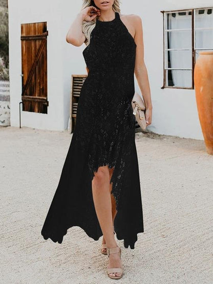 Elegant Sleeveless Lace Hollow Open-back Dress - LuckyFash™