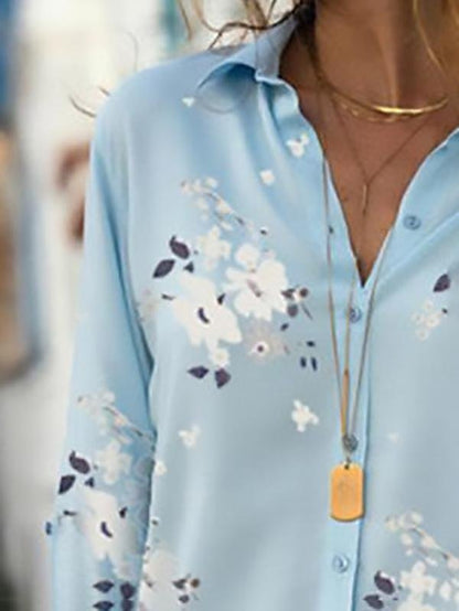 Elegant Slim Print Long-sleeved Lapel Shirt - LuckyFash™