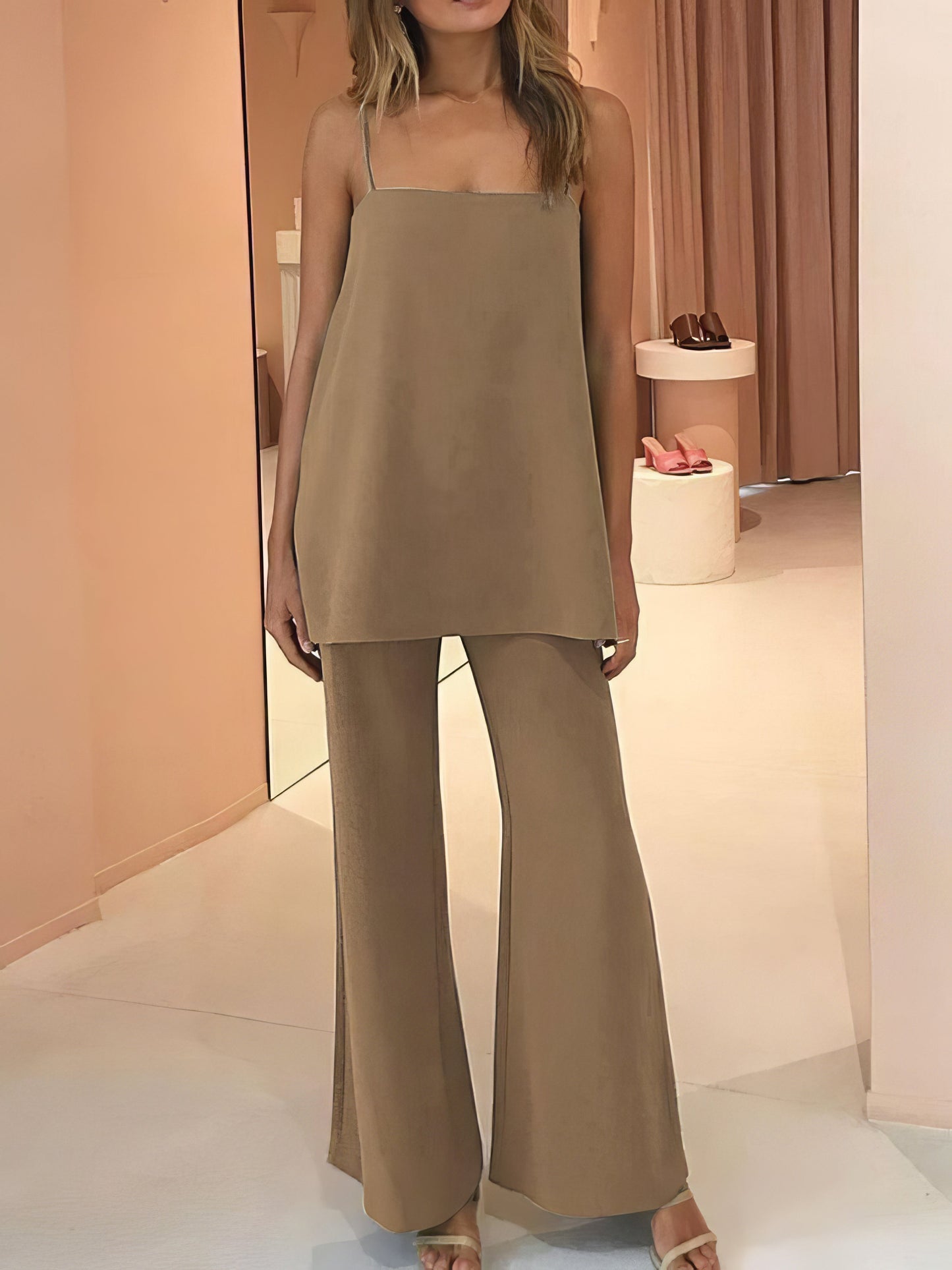 Elegant Solid Flared Suspender Two-piece - LuckyFash™