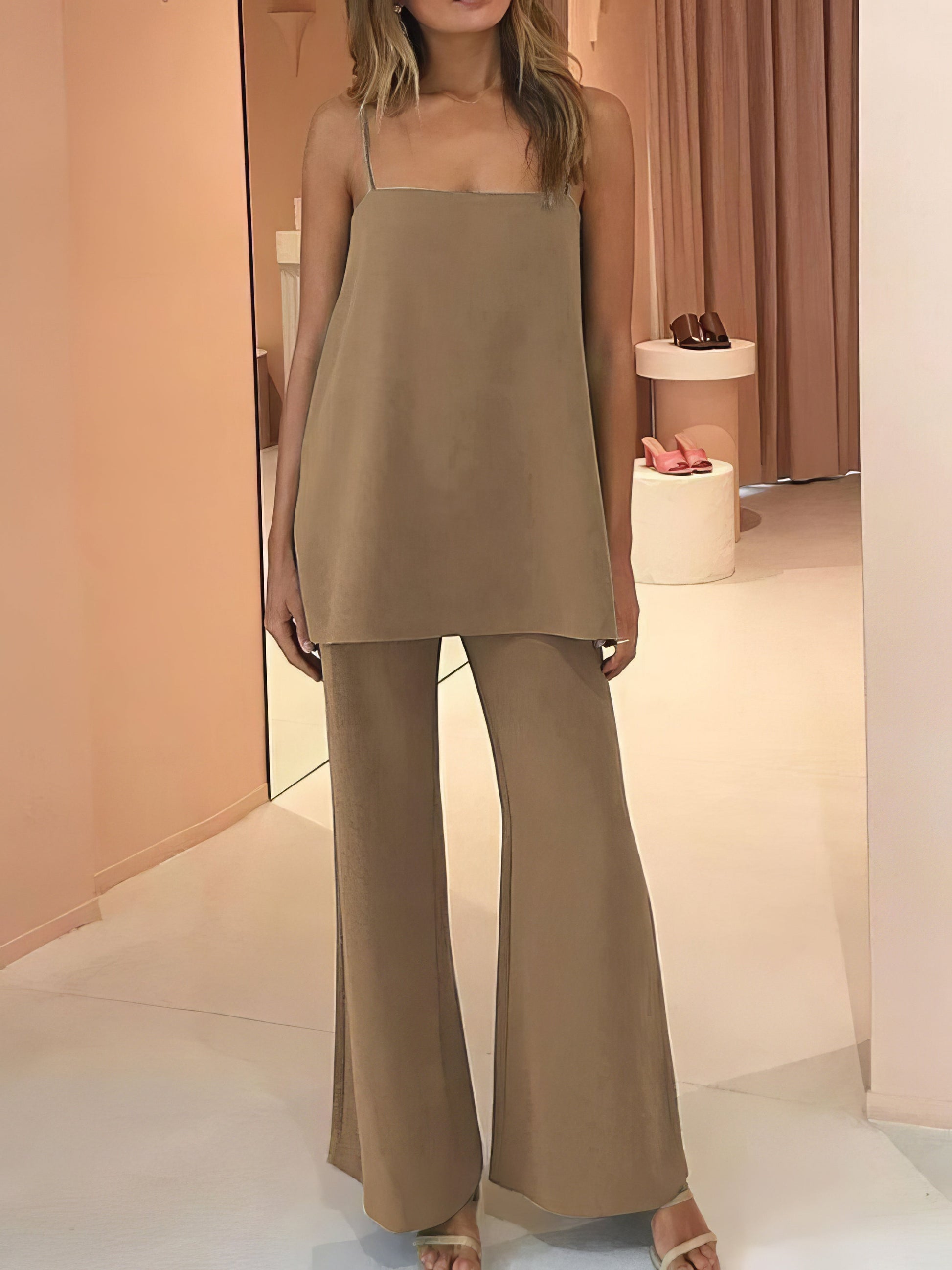 Elegant Solid Flared Suspender Two-piece - LuckyFash™