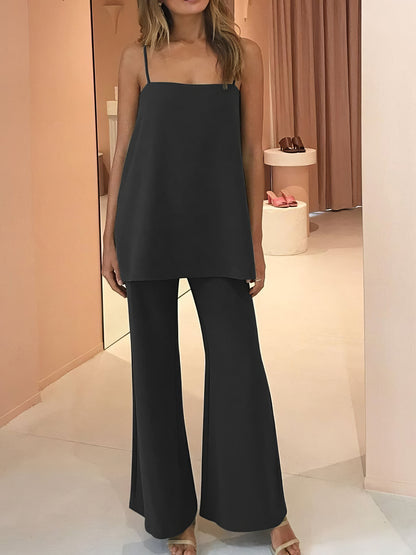 Elegant Solid Flared Suspender Two-piece - LuckyFash™