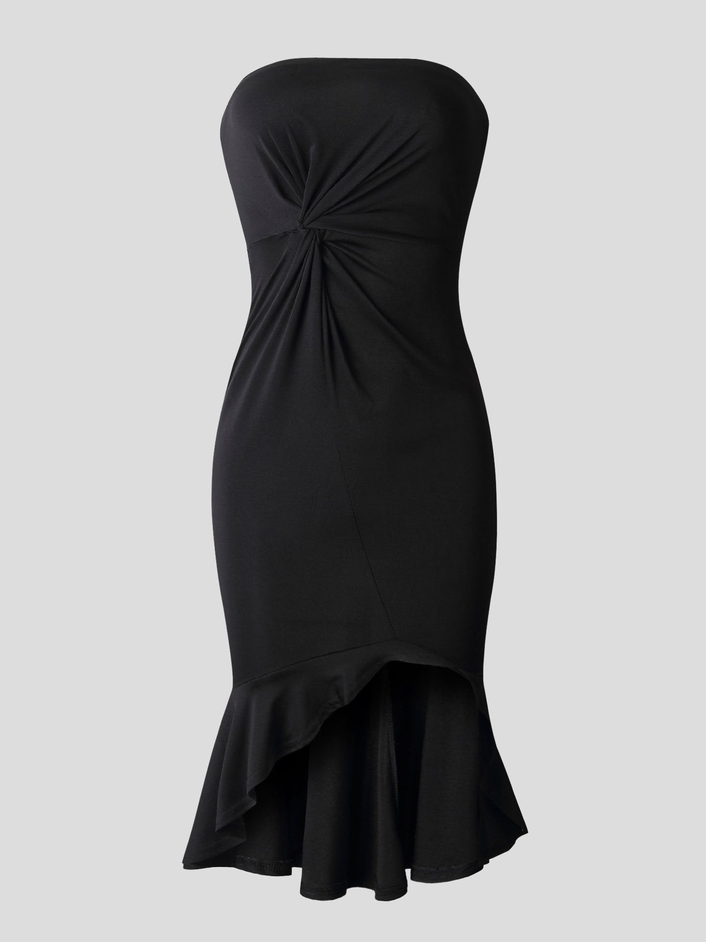 Elegant Solid Tube Top Slit Dress - LuckyFash™