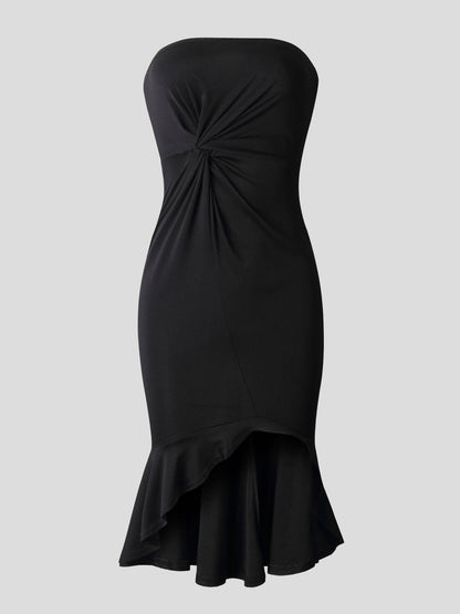 Elegant Solid Tube Top Slit Dress - LuckyFash™
