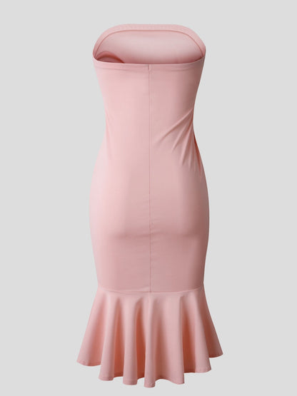 Elegant Solid Tube Top Slit Dress - LuckyFash™