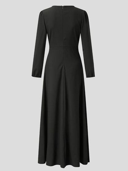 Elegant Solid V-neck Lace-up Dress - LuckyFash™