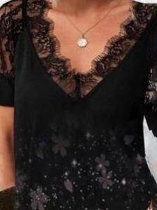 Elegant V-neck Lace Short-sleeved Dress - LuckyFash™