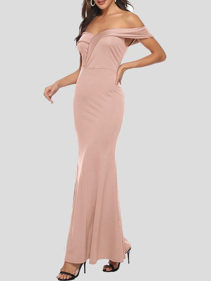 Elegant V-neck Slit Off-the-shoulder Dress - LuckyFash™