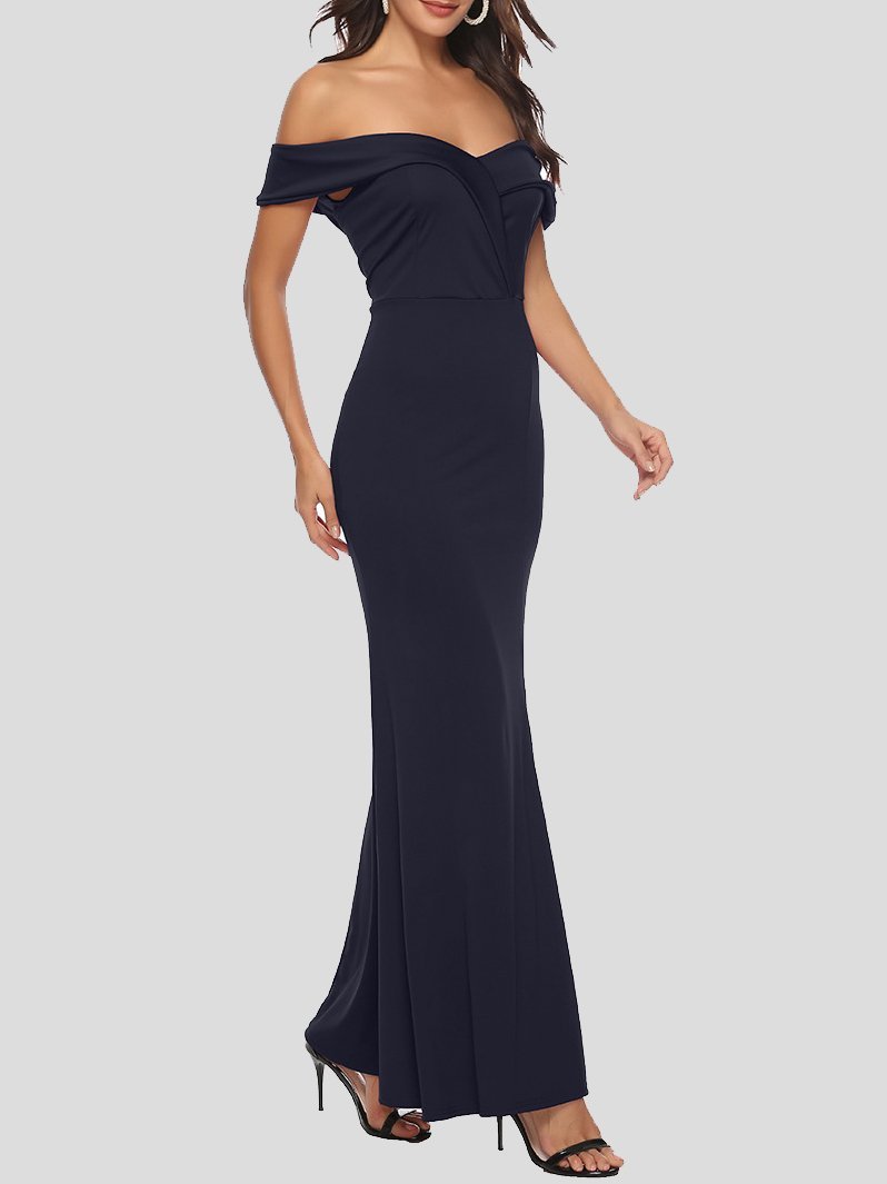 Elegant V-neck Slit Off-the-shoulder Dress - LuckyFash™