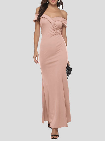 Elegant V-neck Slit Off-the-shoulder Dress - LuckyFash™