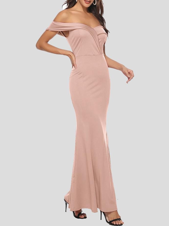 Elegant V-neck Slit Off-the-shoulder Dress - LuckyFash™