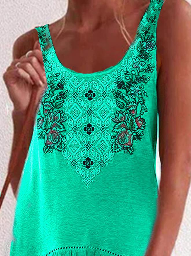 Embroidered  Big Swing Vest Stitching Dress - LuckyFash™