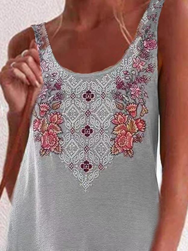 Embroidered  Big Swing Vest Stitching Dress - LuckyFash™