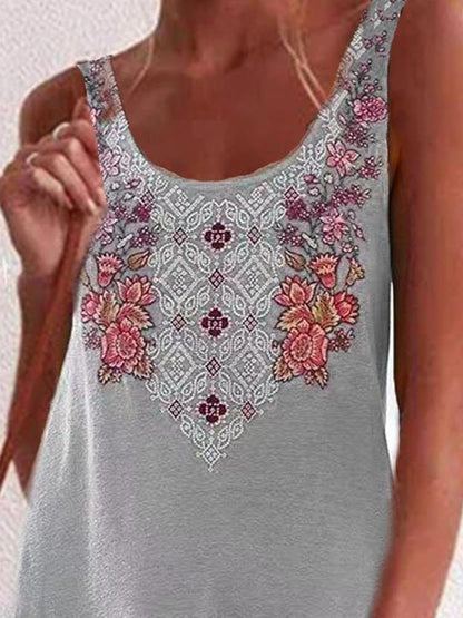Embroidered  Big Swing Vest Stitching Dress - LuckyFash™