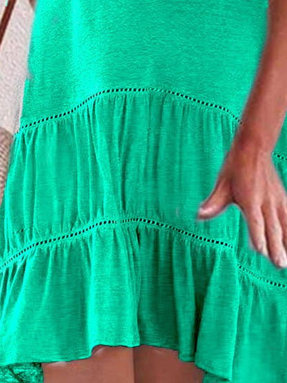 Embroidered  Big Swing Vest Stitching Dress - LuckyFash™