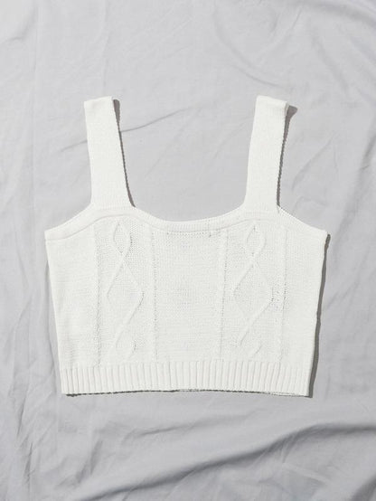 Embroidered Flower Crop Knit Cami Top - LuckyFash™