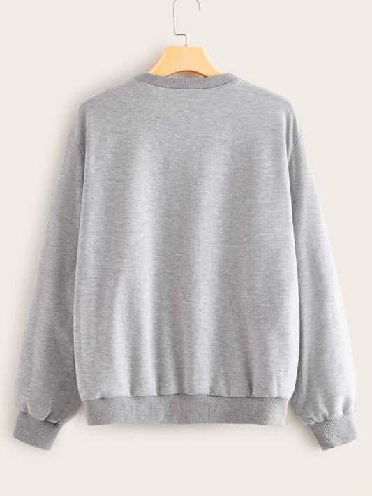 Embroidered Heather Grey Sweatshirt - LuckyFash™
