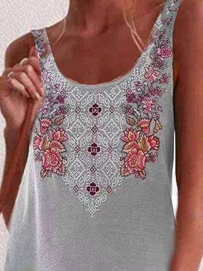 Embroidered Sleeveless Big Swing Stitching Dress - LuckyFash™