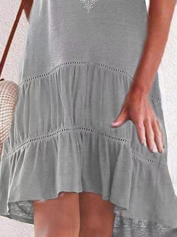 Embroidered Sleeveless Big Swing Stitching Dress - LuckyFash™