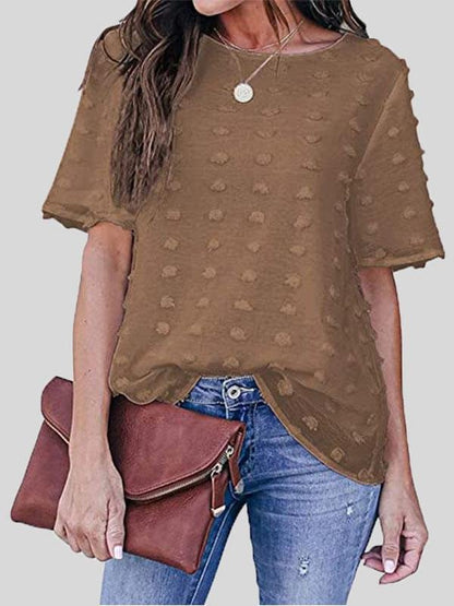 Embroidered Tulle Fake Two-piece Chiffon Short Sleeve T-shirts - LuckyFash™