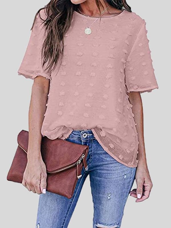 Embroidered Tulle Fake Two-piece Chiffon Short Sleeve T-shirts - LuckyFash™