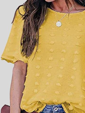 Embroidered Tulle Fake Two-piece Chiffon Short Sleeve T-shirts - LuckyFash™