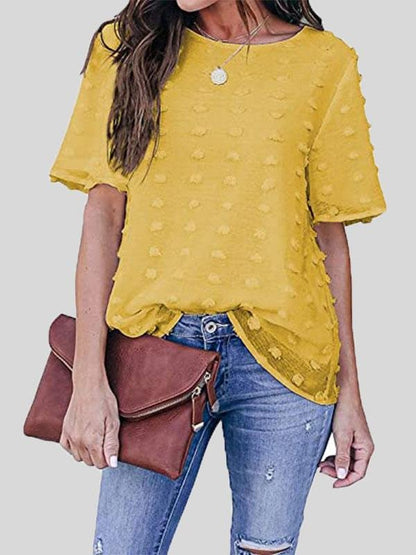 Embroidered Tulle Fake Two-piece Chiffon Short Sleeve T-shirts - LuckyFash™