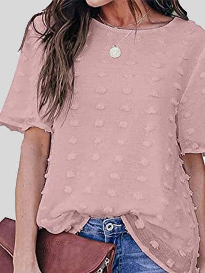 Embroidered Tulle Fake Two-piece Chiffon Short Sleeve T-shirts - LuckyFash™