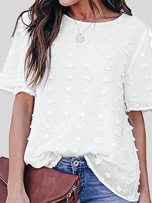 Embroidered Tulle Fake Two-piece Chiffon Short Sleeve T-shirts - LuckyFash™