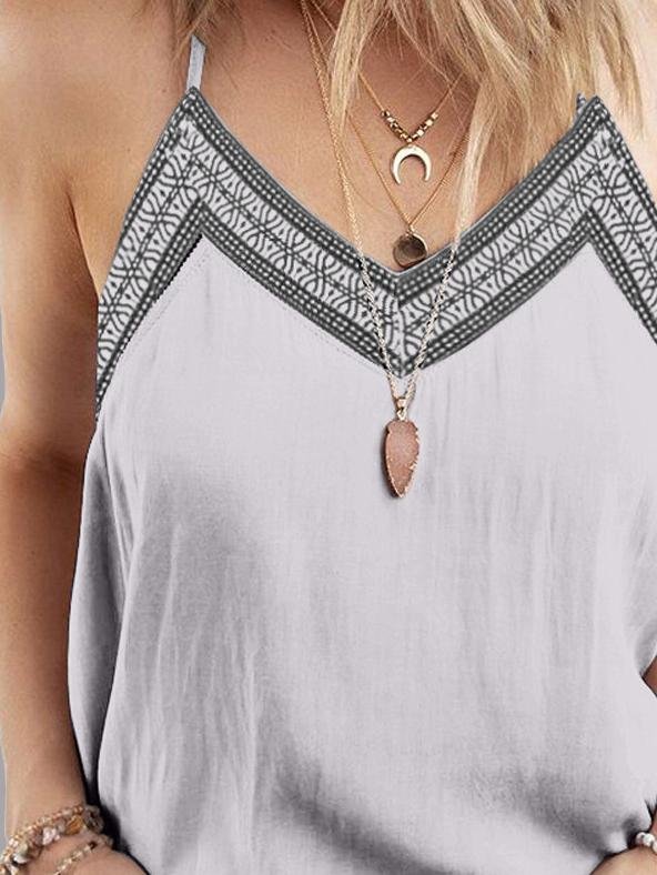 Embroidered V-neck Camisole Sleeveless Tank Top - LuckyFash™