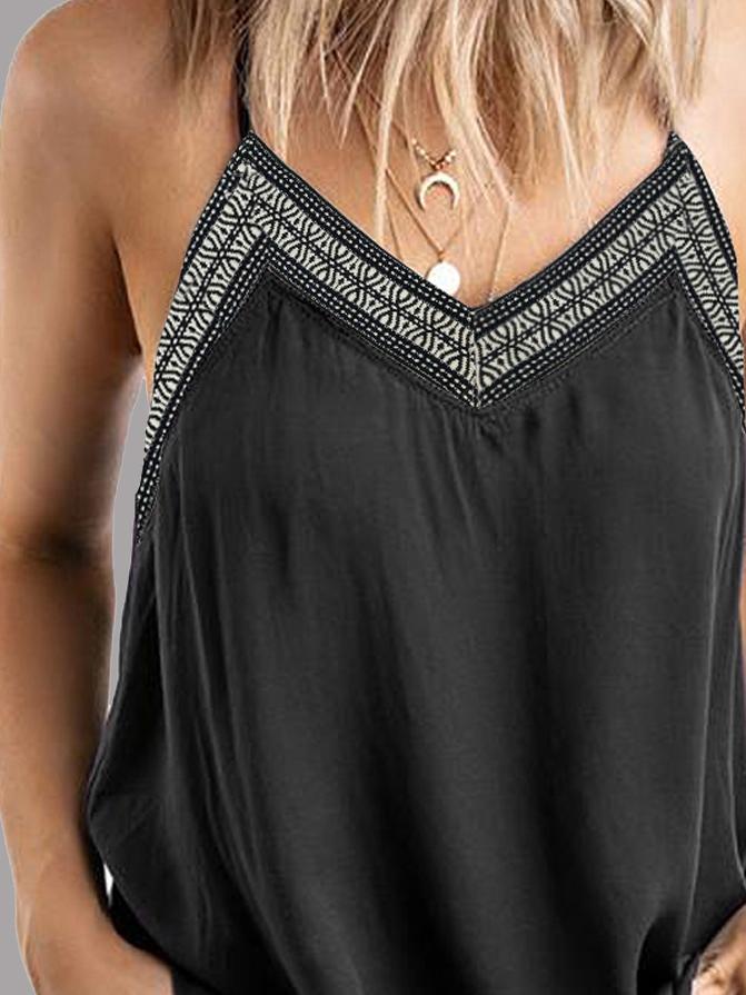Embroidered V-neck Camisole Sleeveless Tank Top - LuckyFash™