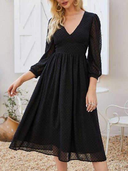 Empire Waist Swiss Dot Dress - LuckyFash™