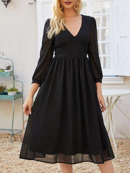 Empire Waist Swiss Dot Dress - LuckyFash™