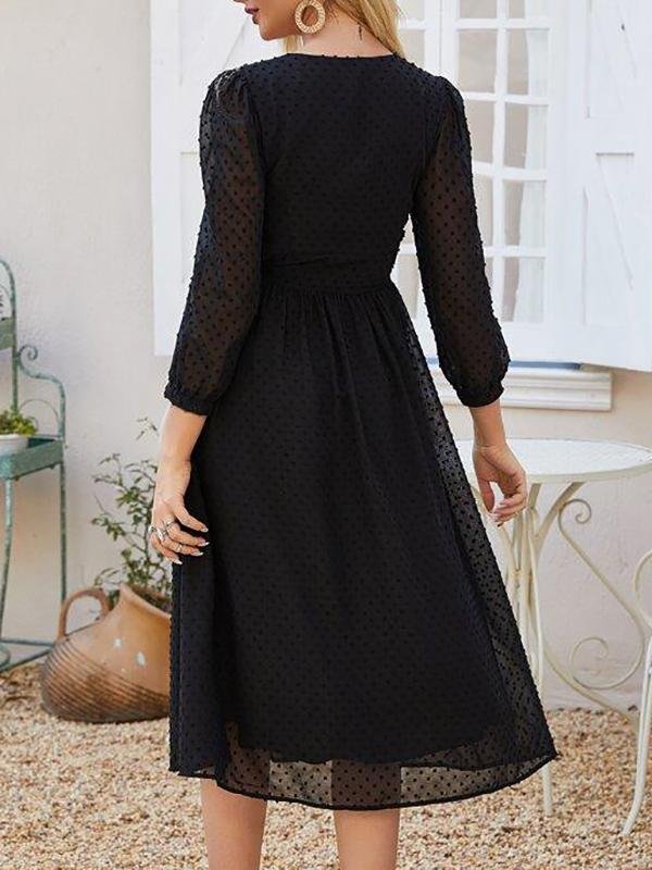 Empire Waist Swiss Dot Dress - LuckyFash™