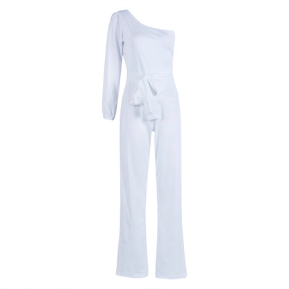 Enticing Slim High Waist One Shoulder Jumpsuit - LuckyFash™