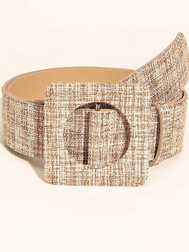 Women's Belt PU Khaki Wide Belt Office Weekend Pure Color / Spring / Summer / Fall / Winter - LuckyFash™