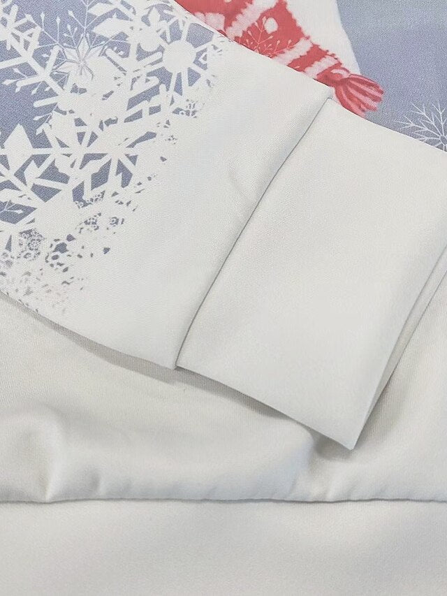 Hoodie Mixed Color Christmas Regular Winter White and Blue Azure White / Black Gradient red Gradient blue for Women - LuckyFash™