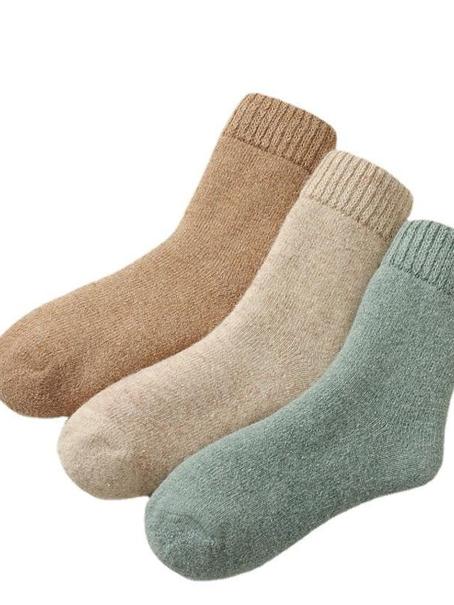 Women's Crew Socks Thick Winter Warm Socks Home Office Work Solid Color Wool Spandex Nylon Basic Casual Classic Warm Casual 1 Pair - LuckyFash™