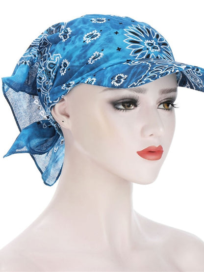 Women Bandana Scarf Cap Sunscreen Hedging Cap Printed Brim Baseball Cap Colorful Sunshade Hooded Scarf Headpiece Headscarf Baseball Hat - LuckyFash™